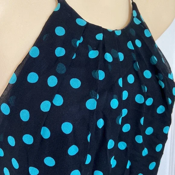 Nine West Black Turquoise PolkaDot Silk Dress Sz 4 - Picture 4 of 12